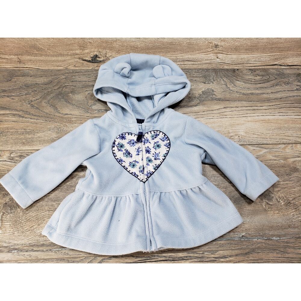 Carters baby girl sweater zip up hoodie heart 3 months